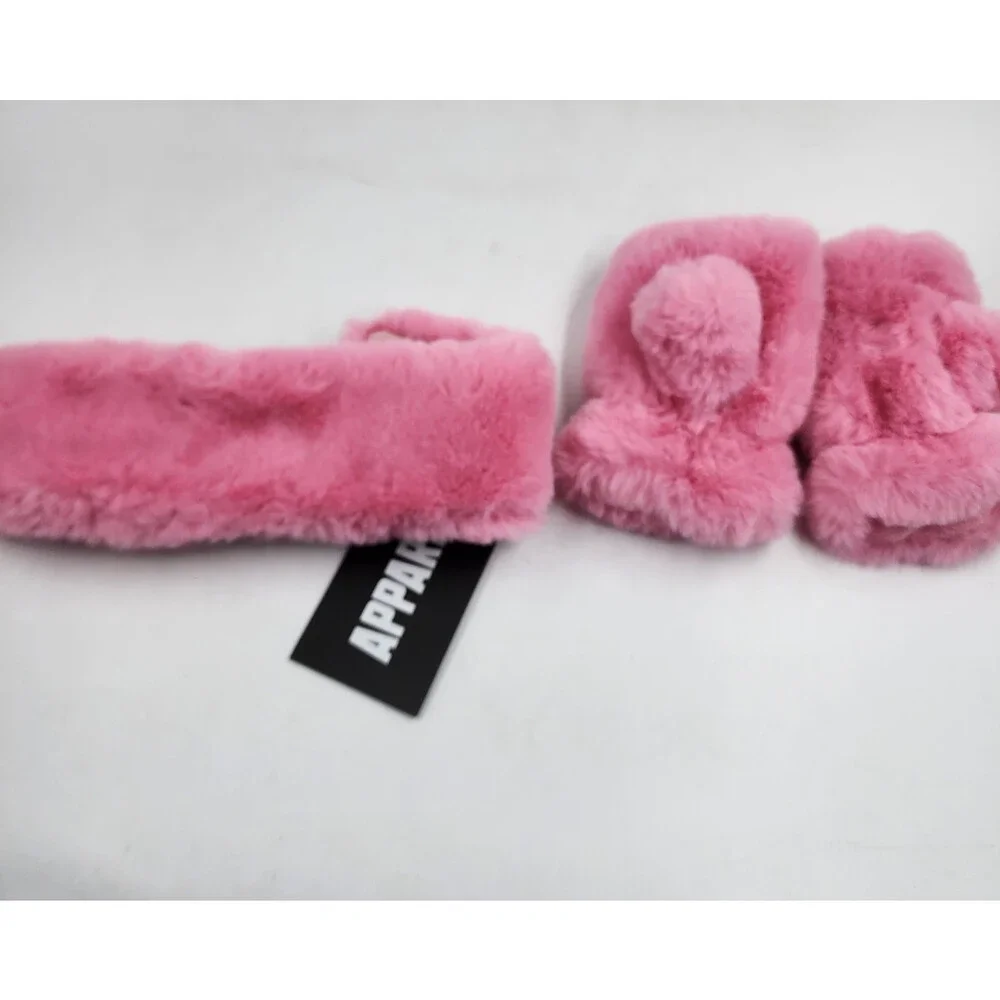 Apparis Headband & Fingerless Gloves Set Girls Kids NS Lolly Pink - 2 Piece